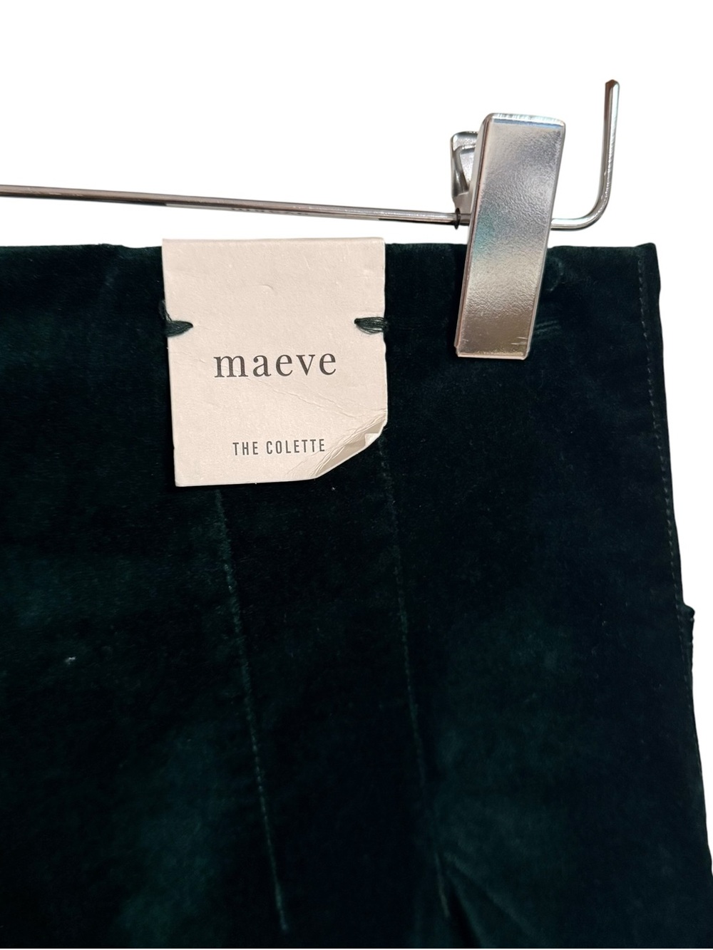 Anthropologie Maeve The Colette Crop Velvet Ruffle-Hem Pants 29 Dark Hunter NWT - Picture 7 of 10